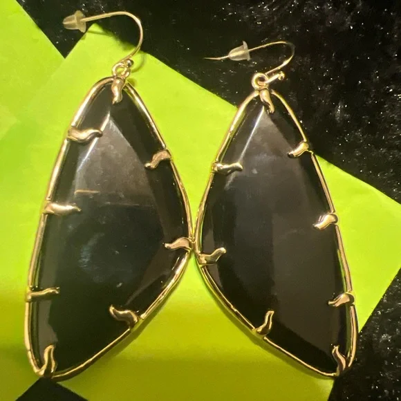 Vintage Kendra Scott, Willow, black and gold tone earrings, rare - Picture 2 of 5
